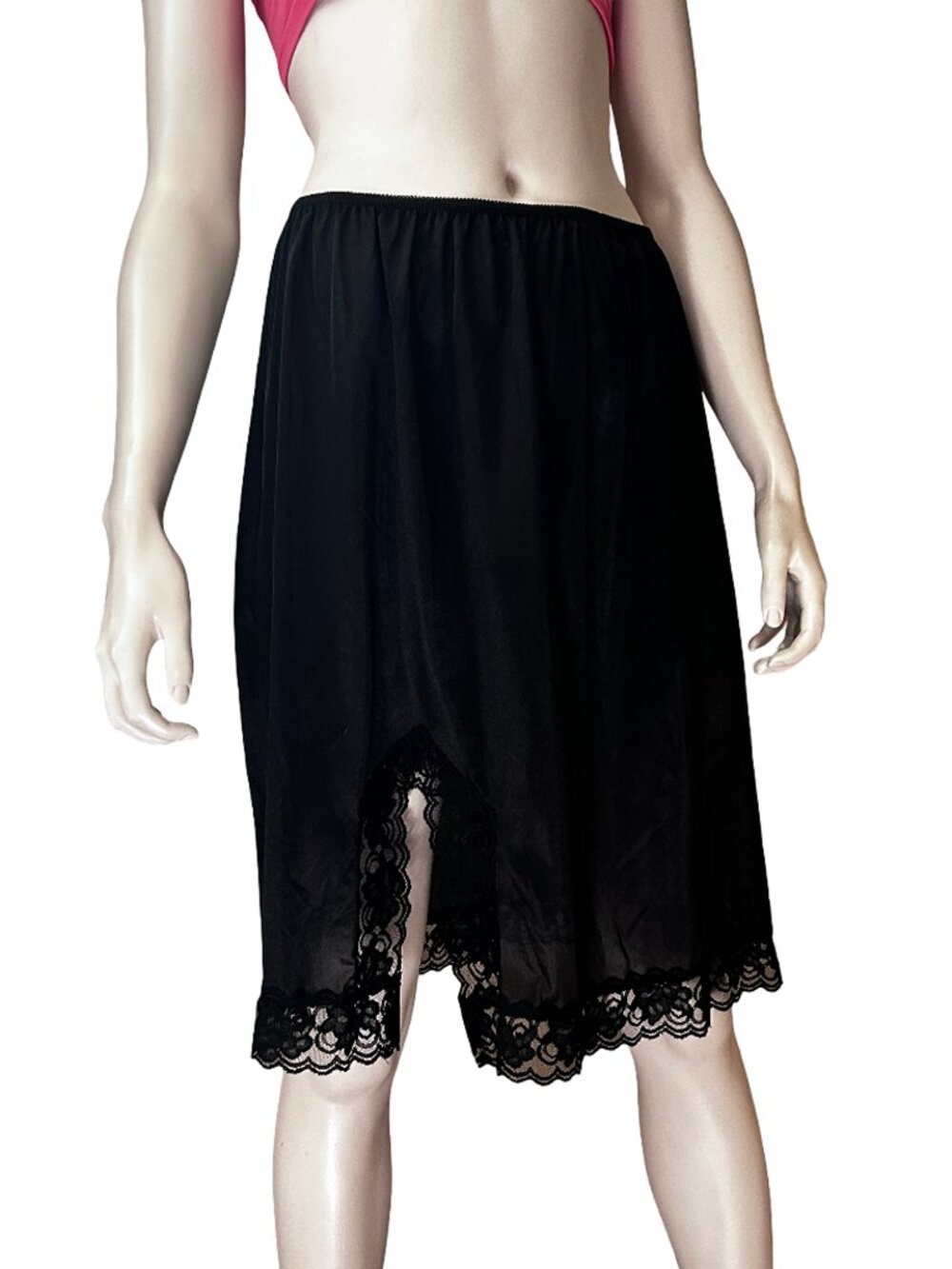 Vintage Nylon Lace Lacy Half Slip Side Leg Slit 18/20 Made in USA
